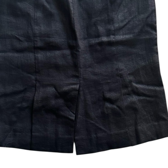 Reiss Black Pencil‎ Skirt Linen Cotton Pleated Back Sz 4 Slit Work Party Meeting - Picture 5 of 6